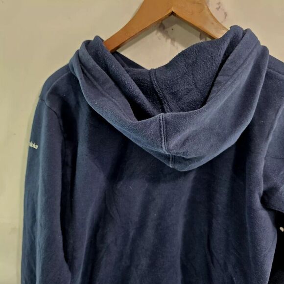 Columbia Hoodie Youth XL Navy White Spellout Sweatshirt Pullover Boys Trek Blue - Picture 6 of 12